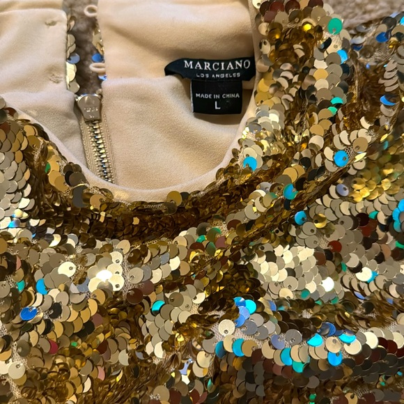 NWT Marciano Caela Sequin Cold Shoulder Mini Dress - Picture 8 of 12
